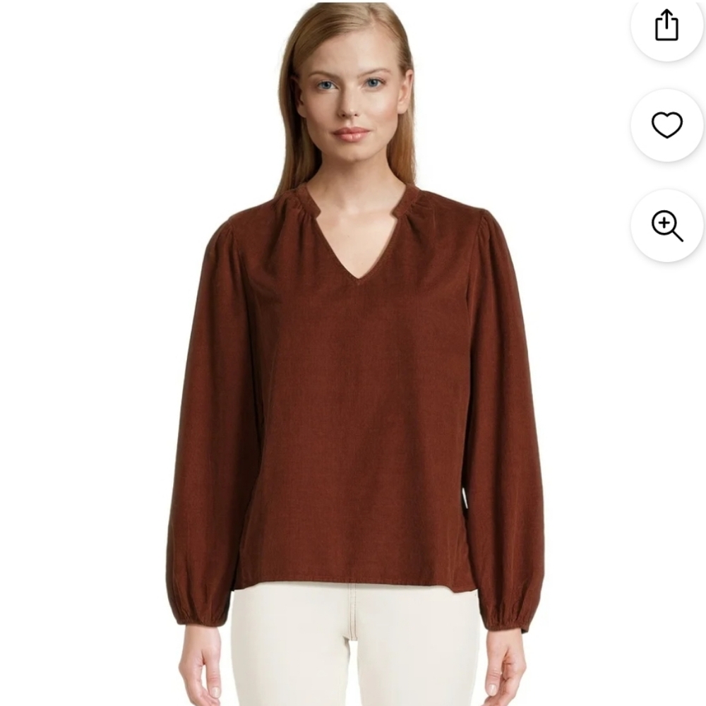 NWT Time and True Brown Long Sleeve Corduroy Top